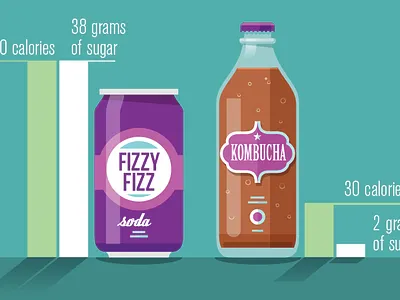 Kombucha Vs Soda chart illustration kombucha soda