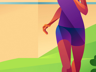 Runner in Color deco illustration runner vector woman