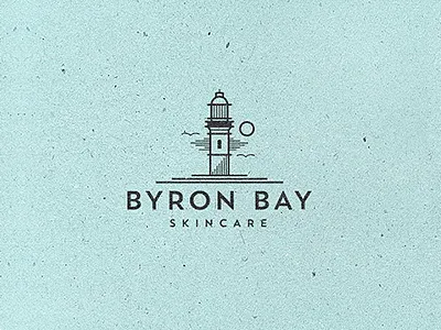 ByronBay bay brand illustration lighthouse logo modern retro skincare vintage