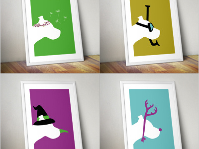 posters | dog - seasons autumn dog frame graphic design illustration pets poster print season spring summer winter