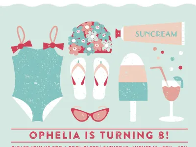 Pool Party bathing suit birthday invitation invitation pool party