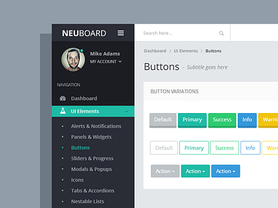 Neuboard Admin Theme - WIP account admin bootstrap dashboard icons profile template theme ui user interface web app