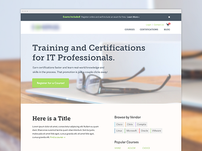 Training Homepage clean hero homepage website