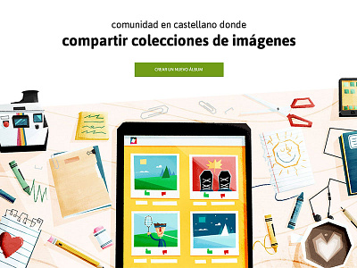 Imagui Home crafts crayons desk desktop doodle homepage illustration ipad landing landing page notepad polaroid