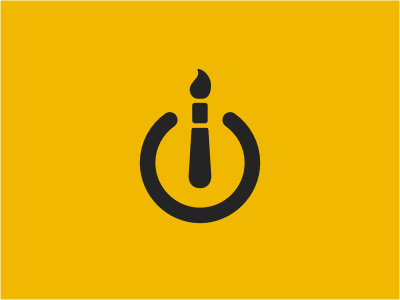 Powerbrush app black brush button launch logo platform power round service web yellow