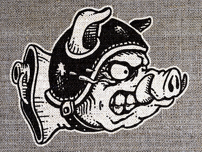 Pig Headed hand drawn illustration micron pen pen and ink