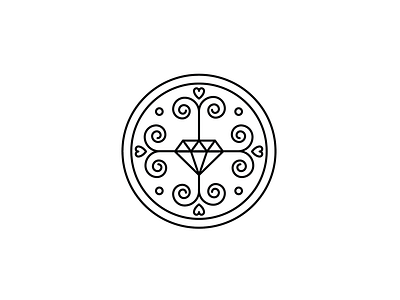 Brilliant diamond heart line logo stroke swirl