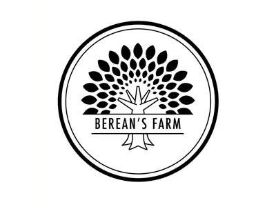 Berean's Farm Logo black branding farm logo tree white