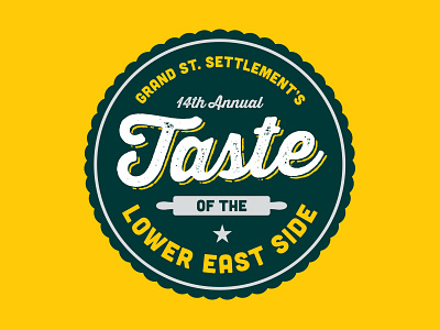 Taste of the Lower East Side Logo 2014 branding crest event event branding green identity logo non profit nyc yellow