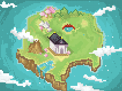 8 bit floating island 8bit adventure design flat game illustration pixel pixel arts rpg