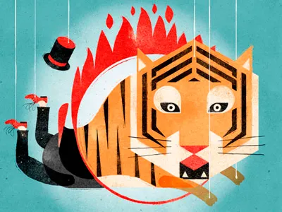 Tiger children color editorial geometry handmade illustration texture