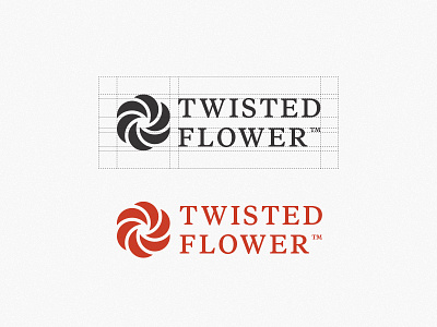 Twisted Flower Logo d dhultin flower grid logo mark red twist twisted type