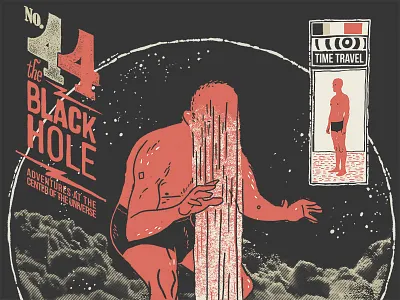 No.44 black hole design illustration man red shirt shop space store t shirt tee tshirt