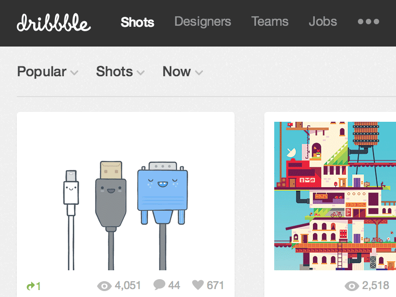 Mo' Better Views dribbble filters menu navigation search shots streams ui