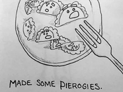 Day 10 365 doodleaday pierogies sketch