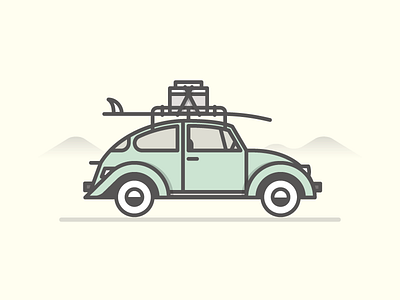 Beach Bug beach beetle bug car illustration retro surfboard vector vehicle vw