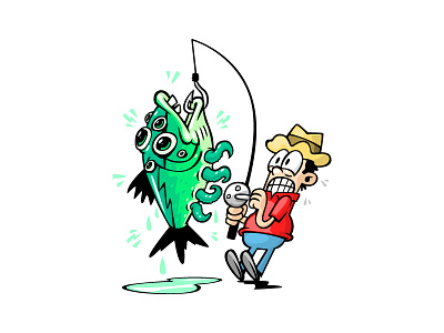 Hot Fish cartoon fish fishing fukushima mutant radioactive sea food vector