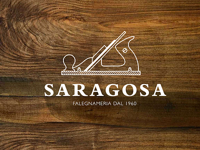 Saragosa Logo hand crafted illustration logotype outline planer wood