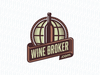 Winebroker bottle broker crest for sale globe logo wine