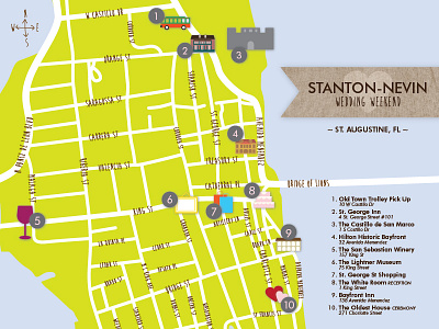 St. Augustine Map cake florida fort hotel icons map st. augustine trolley wedding wine