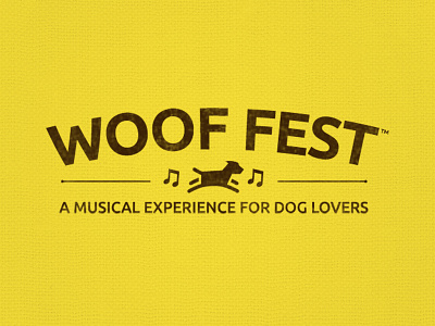 Woof Fest branding brown camp dog icon logo music pets texture vintage yellow