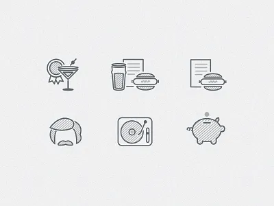 Jack's Pub Icon Set anchorman bespoke cocktail custom icons drinks graphics icons illustration menu pub turntable web design