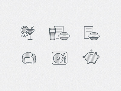 Jack's Pub Icon Set anchorman bespoke cocktail custom icons drinks graphics icons illustration menu pub turntable web design