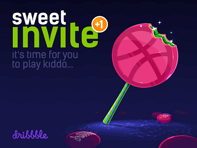 Sweet Invite candy dribbble illustration play sweet wolf em