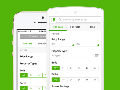 Trulia Android Filters android clean filters flat google ios ios7 maps real estate search simple ui