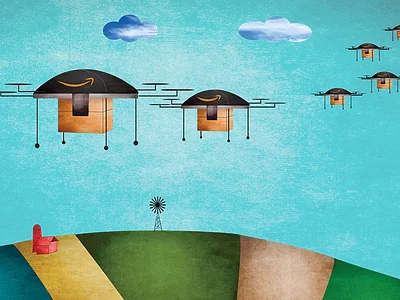 Amazondrone amazon drones editorial illustration