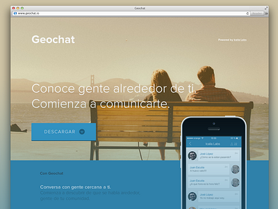 Geochat Landing app application blue chat landing