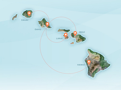 Hawaii Route Map flight hawaii island lines map markers route terrain