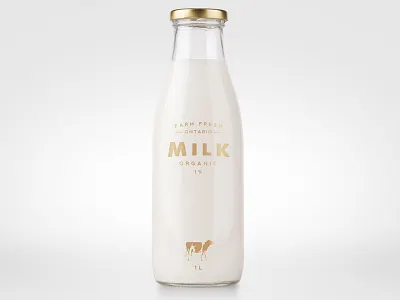Milk Label bottle cow design farm glass label milk product