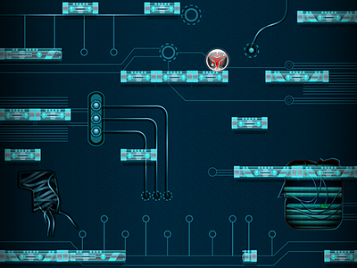 Gravity Cell ball circuit design futuristic game glass gravity wires