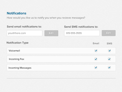 Notification Settings responsive design settings ui web app