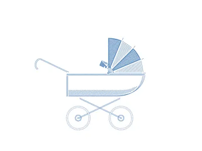 It's a boy! baby stroller drawing illustration line drawing monochrome