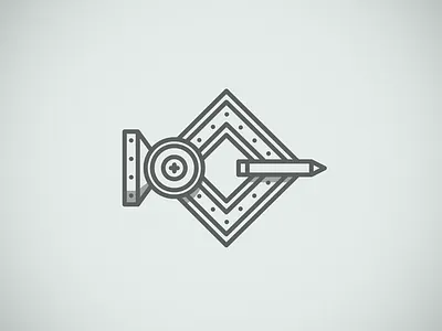 Robo logo bolts illustration mechanical outline pencil robot