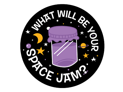 Space Jam button illustration kid president planets space stars type