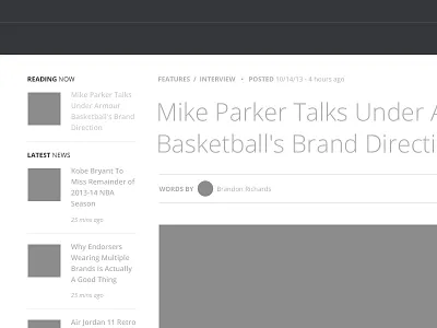 Hi Fidelity Wireframe baskeball hi fidelity interview latest news news reading sneakers under armour ux wireframes