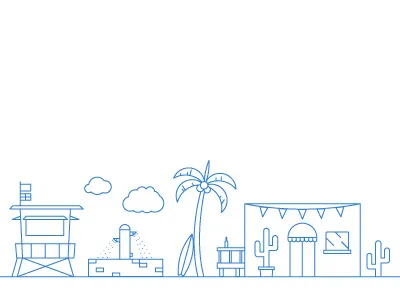 San Diego Beach Living always summer life guard line illustration san diego shower surfing tacos