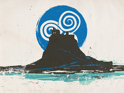 Holy Island of Lindisfarne, Northumberland, England blue castle holy island illustration island lindisfarne minimal northumberland print sea