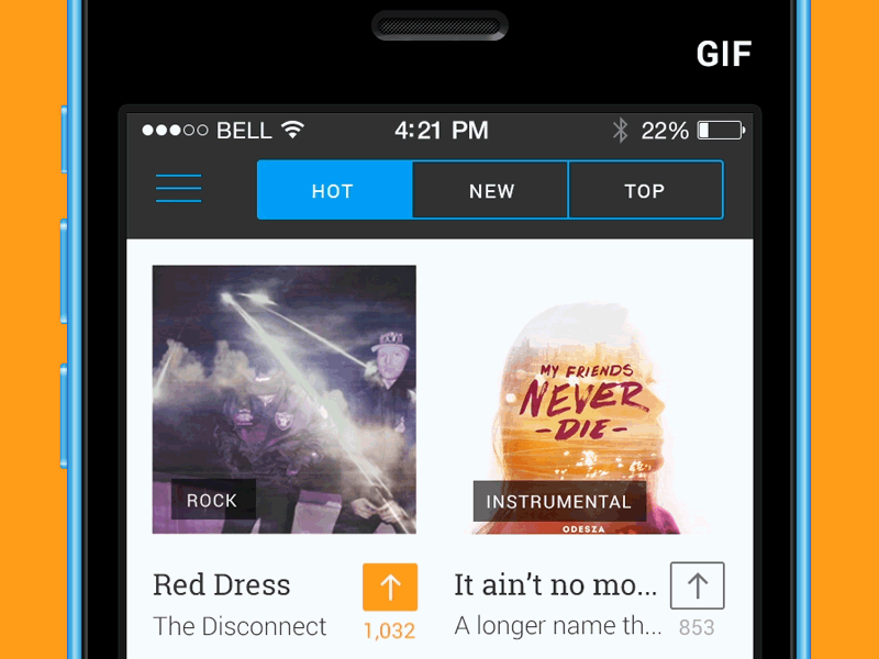 Contextual menu animation app blur contextual gif ios iphone music music player tags vote
