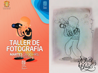 Taller de fotografía color handmade illustration kid photo sketch vector workshop