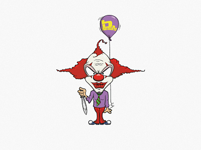 Evil Clown Illustration balloon clown d dhultin evil eye illustration knife red smile