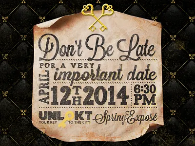 UNLOKT - Spring 2014 Expose - Save the Date alice design distress invitation invite madhatter save the date texture typography unlokt