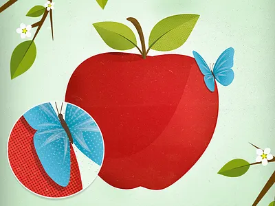 Apple illustration apple butterfly fruit illustration illustrator pattern texture