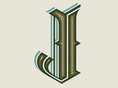 Drop Cap J blackletter decorative drop cap lettering shadow type typography vector