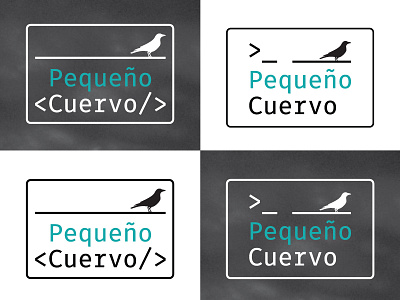 Pequeño Cuervo code crow logo negative