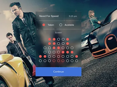 Seat Selection Widget blur movie pick rebound seat ui widget