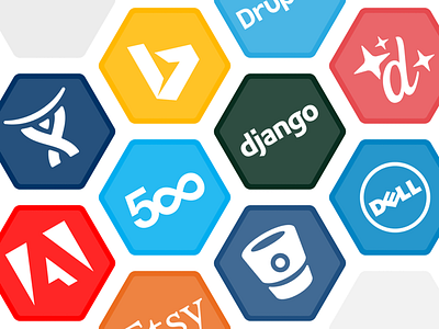 Hexicons - Version 4 Update brand flat hexagon icons social